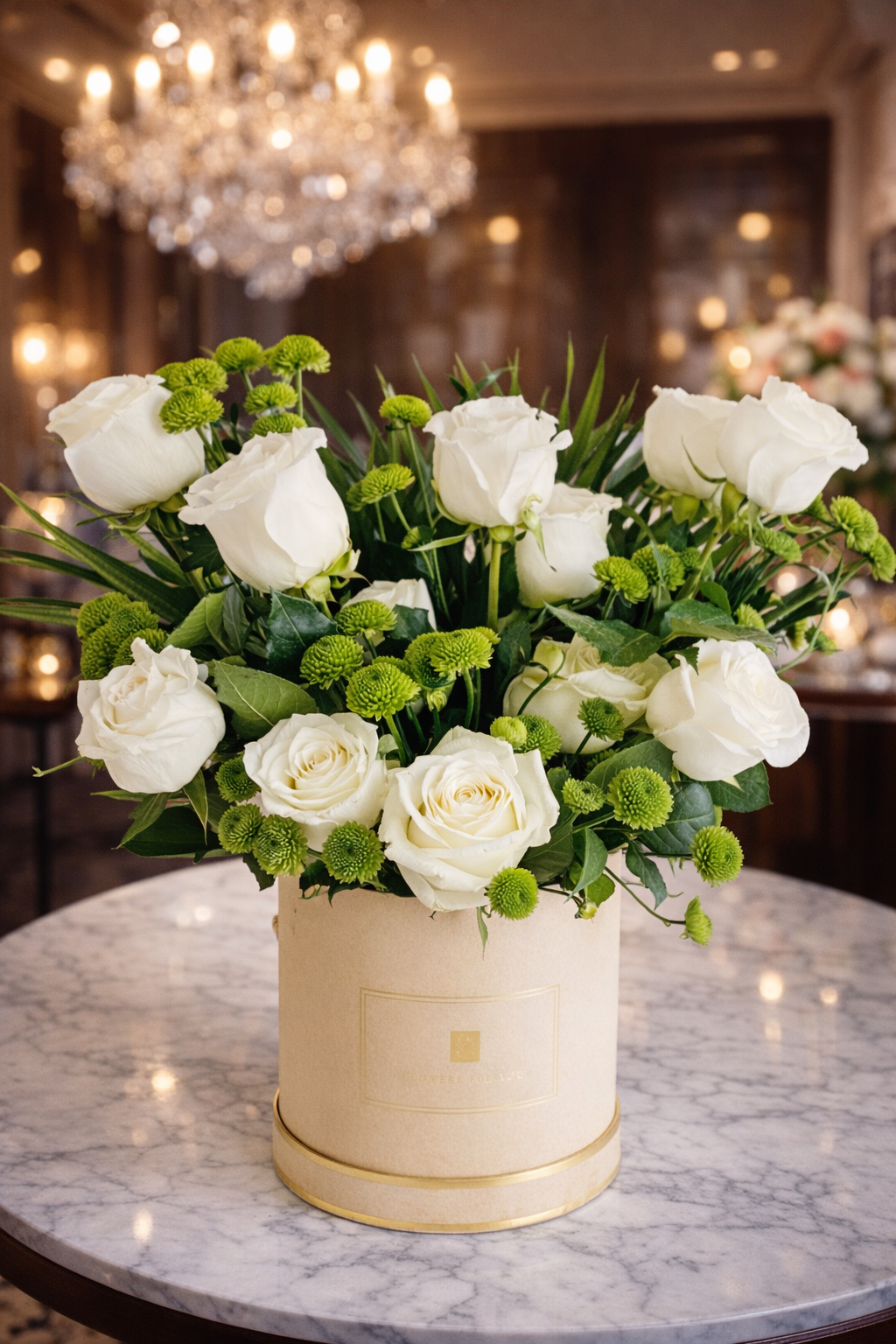 Pure White Rose Box Arrangement