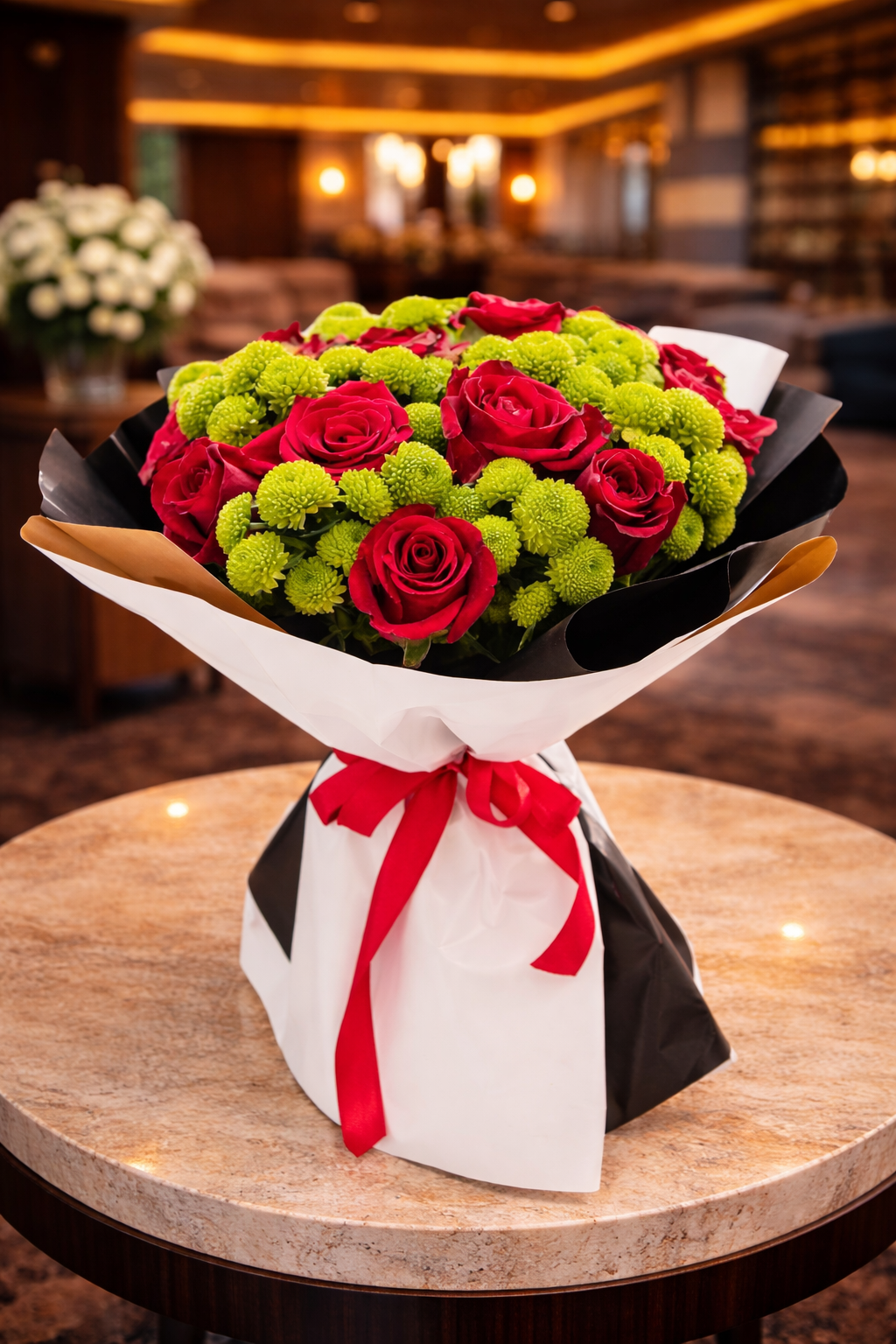 Red Roses with Green Base bouquet