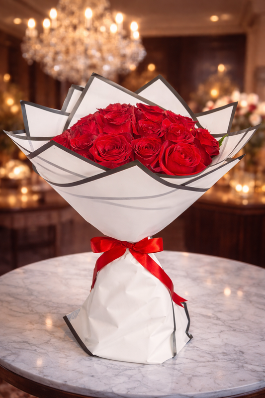 Red Roses Bouquet - Fresh Romantic